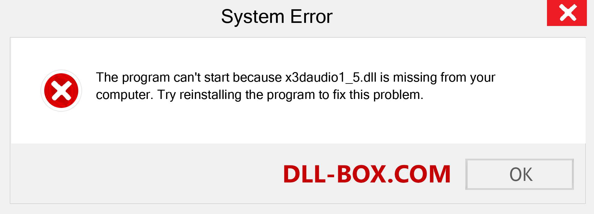  x3daudio1_5.dll file is missing?. Download for Windows 7, 8, 10 - Fix  x3daudio1_5 dll Missing Error on Windows, photos, images